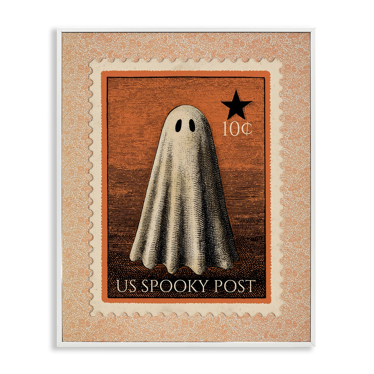 Stupell Industries Vintage Ghost Stamp Framed Giclee, design by Arlington Prints